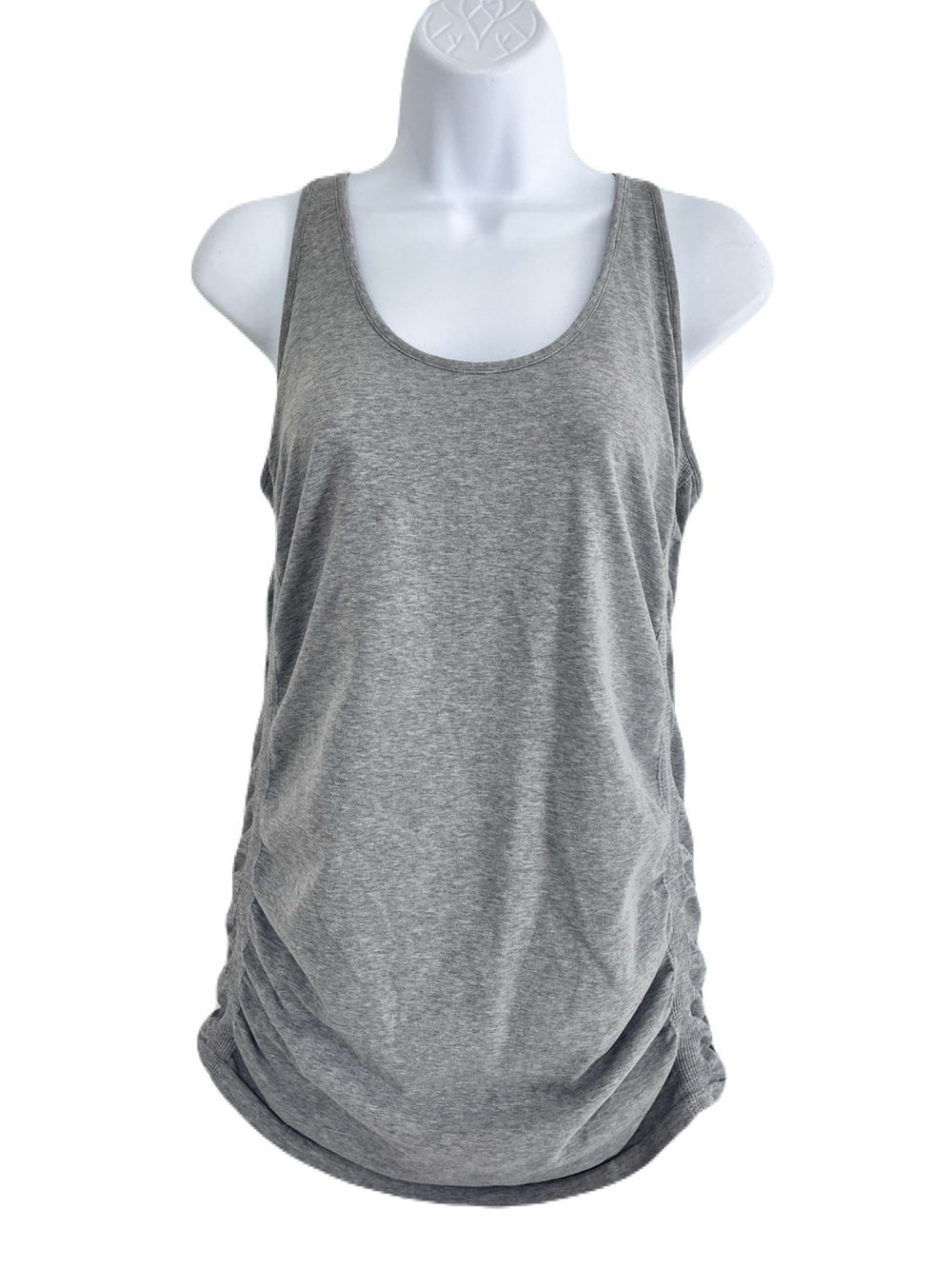 Athleta Grey Side Ruched Stretch Cotton Tank Top, Size XL